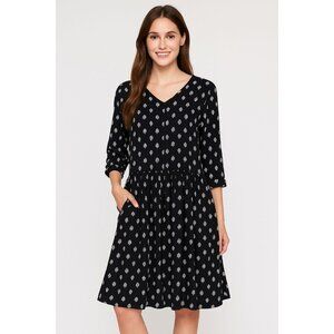 GARENT HILL Bohemian Pocket Detail Dress In Black White Size‎ 10